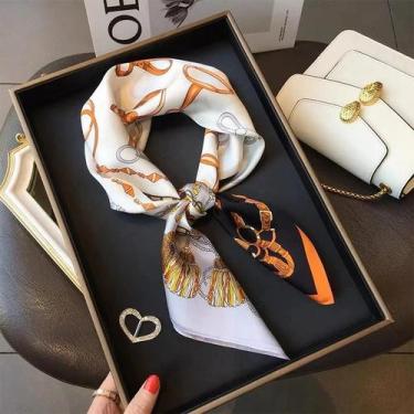 Imagem de Lenço Quadrado De Seda Satin Para Mulheres, Hijab, Estampa Fashion, Fa