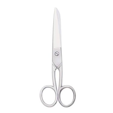 Imagem de Yutoner Tesoura de prata tesoura de corte de papel de costura de tecido de costura de aço inoxidável tesoura de couro resistente para artesanato de escritório (17 cm)