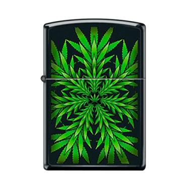 Imagem de Zippo Isqueiro - Isqueiro à prova de vento preto fosco com padrão de folhas #Z5274
