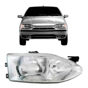 Imagem de Farol Lado Direito LD Biparabola Policarbonato Palio 1999 a 2000 Substituição Automotiva Encaixe Preciso Iluminação Segura Material Resistente Instalação Prática