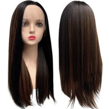 Imagem de Peruca front lace HD orgânica preta luzes mel 13x2 OP182730 - LIONSWIG