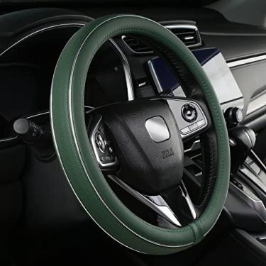 Imagem de ALEMODR Capa de volante de couro personalizada para Ford F-150, F-250, F-350, Expedition, protetor de volante verde