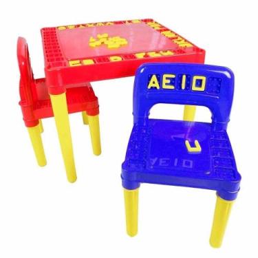 Imagem de Mesa / Mesinha Infantil 2 Cadeiras Plástica Educativo Tritec