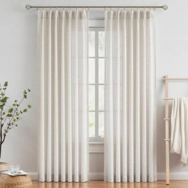 Imagem de Cortinas Vision Home Natural Pinch Plissadas Semi Transparentes 260 cm