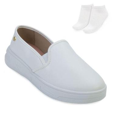 Imagem de Tênis Slip On Moleca e Meia ML23-57861, 37, Branco
