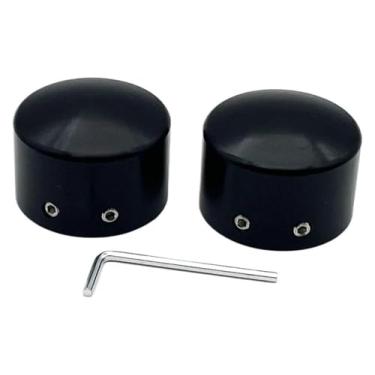 Imagem de BYYINGSUS Tampas de porca de eixo de motocicleta Tampas de eixo dianteiro compatíveis com Touring Electra Street Glide Dyna Street Bob Fat Bob Sportster XL Softail (preto)