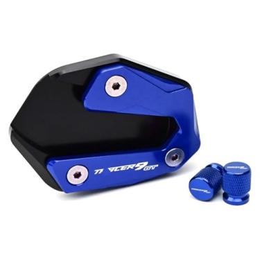 Imagem de Acessórios de motocicleta Suporte lateral de pé ampliador tampa de válvula de pneu compatível com Y&AMAHA Tracer 9 GT 9GT Tracer9GT 2021-2023 2022 (1combo azul)
