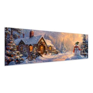 Imagem de Diymood Kits de Natal de pintura de diamante grande 5D DIY para adultos, pintura com arte de diamante paisagem broca completa tela redonda bordado mosaico iniciante casa decoração de parede presente