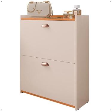 Imagem de Sapateira Organizadora Com Prateleira E Gaveta Basculante Hall de Entrada - Closet - K7 Plus Cor:Off White Com Nature