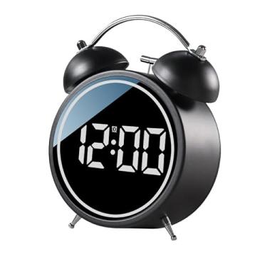 Imagem de Maxspace Relógio de mesa moderno, relógio analógico silencioso sem tique-taque operado por bateria, relógios de mesa pequenos para escritório/manto/mesa de trabalho ou mesa de cabeceira (Sino duplo