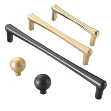 Imagem de Puxadores de gaveta de armário de cozinha armário preto dourado puxadores de itens de gaveta móveis guarda-roupa armário puxadores de porta ferragens 2 peças (cinza orifício único)