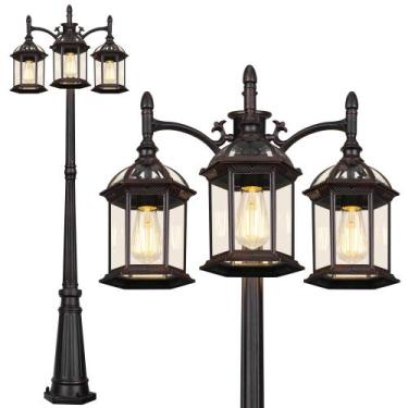 Imagem de Poste de iluminação externo PARTPHONER Triple Head 198x198 cm Bronze