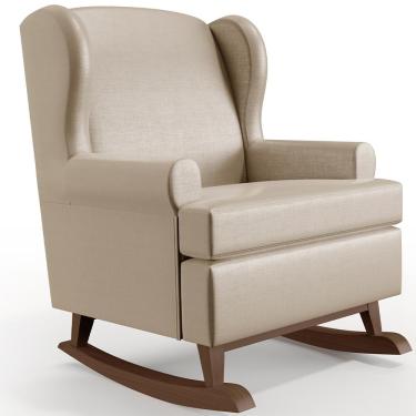 Imagem de Poltrona De Amamentação Com Balanço Malu Base De Madeira P02 Facto Pérola Metalizado - Lyam Decor