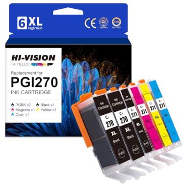Imagem de HI-VISION HI-YIELDS Cartucho de tinta de substituição compatível para Canon PGI-270XL CLI-271XL PGI270 XL CLI271 XL para uso com MG6820 MG5720 MG7720 (2 grandes pretos, 1 preto, 1 ciano, 1 magenta, 1