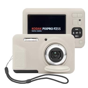 Imagem de HESPLUS Capa de silicone para câmera digital Kodak PIXPRO FZ55 – Capa protetora macia com capa de lente removível, antiarranhões, fina e leve – branco neblina