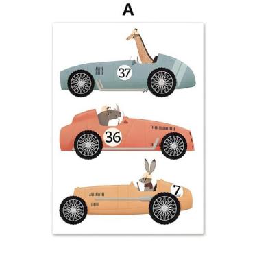 Imagem de Arte De Parede De Animais Para Quarto Infantil Em Lona, Girafa, Elefan