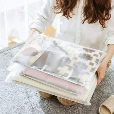 Imagem de Bolsa transparente para armazenamento de roupas, design com zíper, portátil, à prova de poeira, organizador de sapatos, 55 x 65 cm