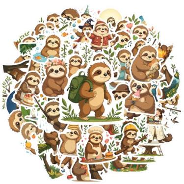 Imagem de 100 peças de adesivos de aventura natureza preguiça brinquedos adoráveis para mala geladeira telefone bagagem laptop guitarra carro adesivos brinquedos notebook bagagem celular copo