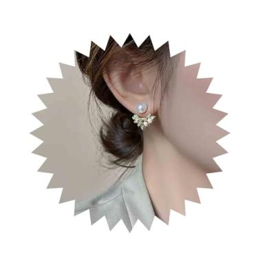 Imagem de Aneneiceera Brincos vintage de folha de pérola, brincos de orelha de ouro, brincos de cristal com olho turco, flor de lótus, brincos de folha de aglomerado, joias para mulheres e meninas, Zinco, nah