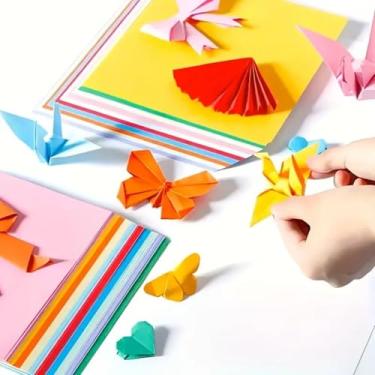 Imagem de 100 folhas de papel colorido a granel cartão colorido 7 cm x 7 cm papel artesanal notas não adesivas para adultos a granel material de escritório escolar (cor arco-íris)