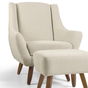 Imagem de Poltrona Decorativa Com Puff Sala De Estar Naomi Algodão