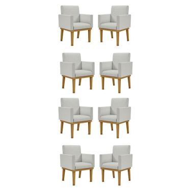 Imagem de Kit 08 Cadeiras Decorativa Reforçada Oferta Balaqui Linho Cor:linho Cinza Claro