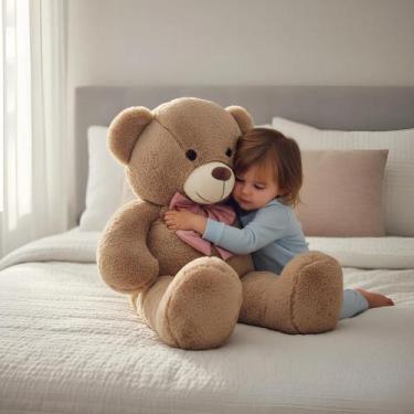 Imagem de Urso Pelúcia Teddy Médio Anti Alérgico Tamanho Ideal Laço Removível - 