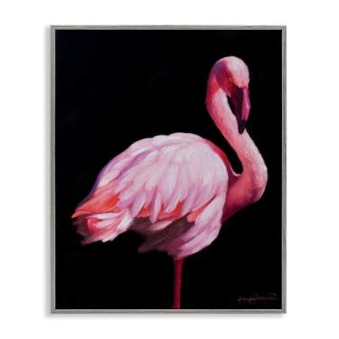 Imagem de Stupell Industries Arte giclée emoldurada branca elegante e exótica flamingo, design de James Corwin, 76 x 61 cm