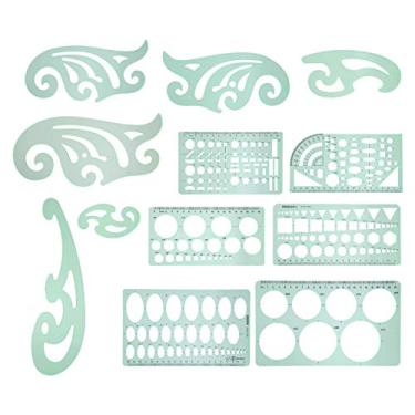 Imagem de Modelo de desenho de 12 unidades, medição multifuncional, régua de plástico geométrico, suprimentos de design para artistas, estudantes, engenheiros, conjunto de 12 peças