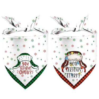 Imagem de Bandanas para cães de Natal, pacote com 2, flocos de neve e cordão de lâmpada, cachecol reversível para cães de Ano Novo, Natal, clássico, verde, vermelho, xadrez, presente para animais de estimação