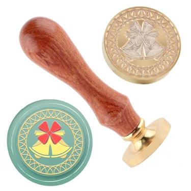 Imagem de Carimbo de lacre de cera de Natal carimbo de vedação de latão e uma alça de madeira carimbos cabeça para cartões de natal convites de festa carta envelope cartões de felicitações presentes