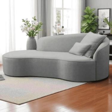 Imagem de Divã Recamier Sofá Curvo Sala De Tv E Estar Recepção Inglaterra 200cm Lado Esquerdo Bouclé Cinza- Mabe Magazine