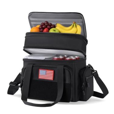 Imagem de BYELTCUCN Lancheira e lancheira para mulheres/homens, lancheira isolada, grande, expansível à prova de vazamento (preta, 16L)