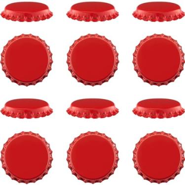 Imagem de Garrafas de cerveja coloridas Pry-Off Caps, absorção de oxigênio, Kombucha/Homebrew, padrão dos EUA de 26 mm, selo da coroa/cortiça, sem PVC, pacote com 12 (vermelho)