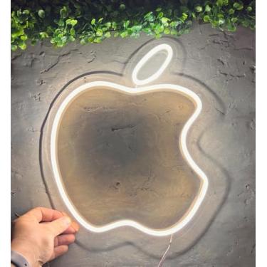 Imagem de Placa Luminária De Parede Neon Led Maçã Apple Iphone 50cm Branco-frio Bivolt