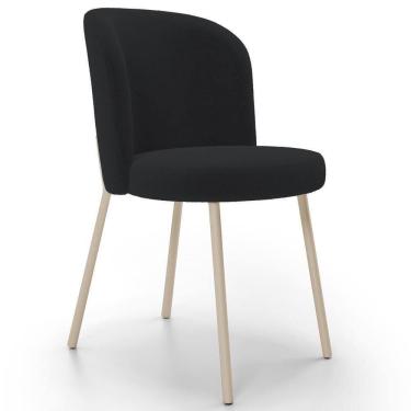 Imagem de Cadeira Para Sala De Jantar Cozinha Estofada Gavi Arena L02 Bouclê Preto - Lyam Decor