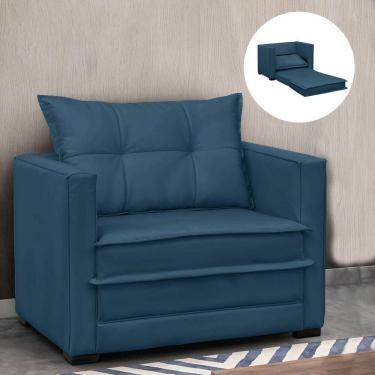 Imagem de Poltrona Cama Retrátil Solteiro Milenni Veludo Azul Marinho B03 - D`rossi