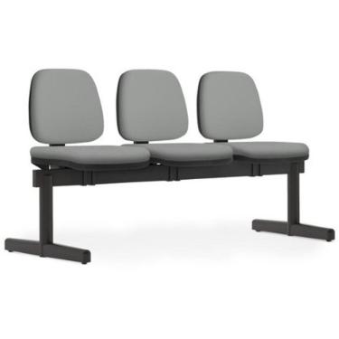Imagem de Cadeira Longarina 3 Lugares Recepção Sala De Espera Work F02 Sintético Cinza - Lyam Decor