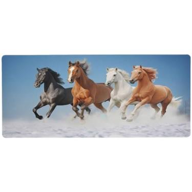 Imagem de xigua Tapete de mouse grande com pintura clássica de cavalo, tapete de mesa antiderrapante 80 x 30 cm, base de borracha de 3 mm de espessura, protetor de mesa para laptop, mesa de trabalho, escritório