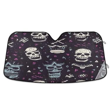 Imagem de SEHANY Esqueletos góticos engraçados para para-brisa, protetor solar dobrável, protetor de viseira de sol bloqueia os raios UV para manter o veículo fresco protetor de viseira para carro caminhão SUV