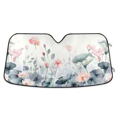 Imagem de SEHANY Para-brisa frontal sombra de sol flores coloridas protetor solar dobrável, bloqueia os raios UV para manter seu veículo fresco. Protetor de viseira solar para carros e caminhões SUV 134,6 x
