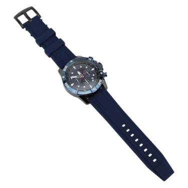 Imagem de Generic Relógio de Quartzo Masculino Multifuncional Pulseira de Silicone Resistente à água Cronógrafo Relógio de Pulso Data Função Luminosa Casual Liga Azul (Azul)