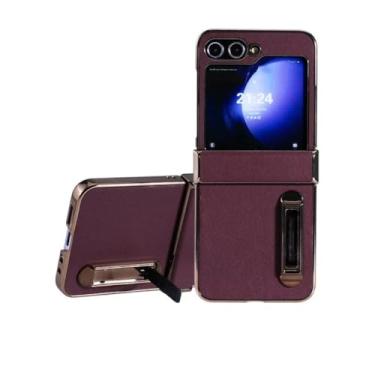 Imagem de Capa com dobradiça eletrogalvanizada para Samsung Galaxy Z Flip 6 5 4 3 5g, capa protetora elegante com suporte (para Z Flip 4/Vermelha)