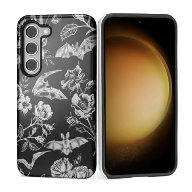Imagem de MQJCYB Capa para Samsung Galaxy S25, híbrida, resistente, 2 em 1, de corpo inteiro, resistente à prova de choque, capa brilhante para Samsung Galaxy S25 morcegos góticos escuros