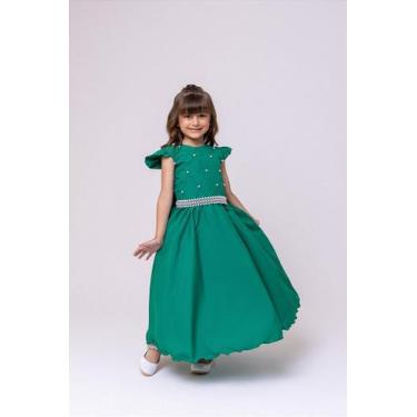 Imagem de Vestido Infantil Verde Bandeira Longo Dama de Honra Luxo Festas - Form