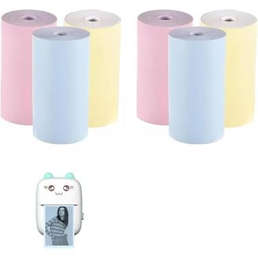 Imagem de Kit 6 Unidades Bobinas Rolo De Papel 55 * 25mm Colorido Mini Impressora Portátil a Prova De Água Impressão De Fotos Agenda Notas Jornal Fotográfico Recibo