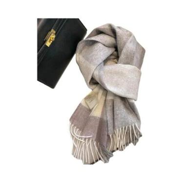 Imagem de Cachecol De Lã Vintage Estilo Preppy Para Mulheres, Pashmina De Outono