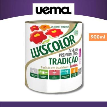 Imagem de Tinta Acrílica Lavável Branco Fosco 900ml Lukscolor Tradição Premium P