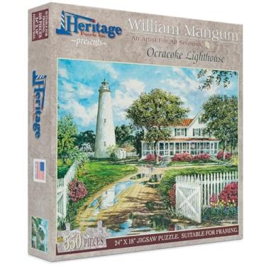 Imagem de Heritage Puzzle - Ocracoke Lighthouse by William Mangum 550 Piece Puzzles for Adults, North Carolina Outer Banks Coastal Art - Frameable Jigsaw Puzzle 18" x 24" Finished Size