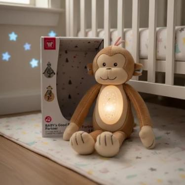 Imagem de Macaco De Pelúcia Musical Com Luzes Coloridas Sensor Som Projeção Educativo Calmante Interativo
